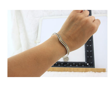 Navajo Cuff Bracelet Sterling Silver & Gold Vintage Signed RL