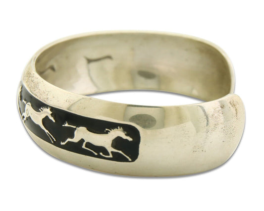 Navajo Bracelet 925 Silver Handmade Cuff Artist Signed B Webb C.80's