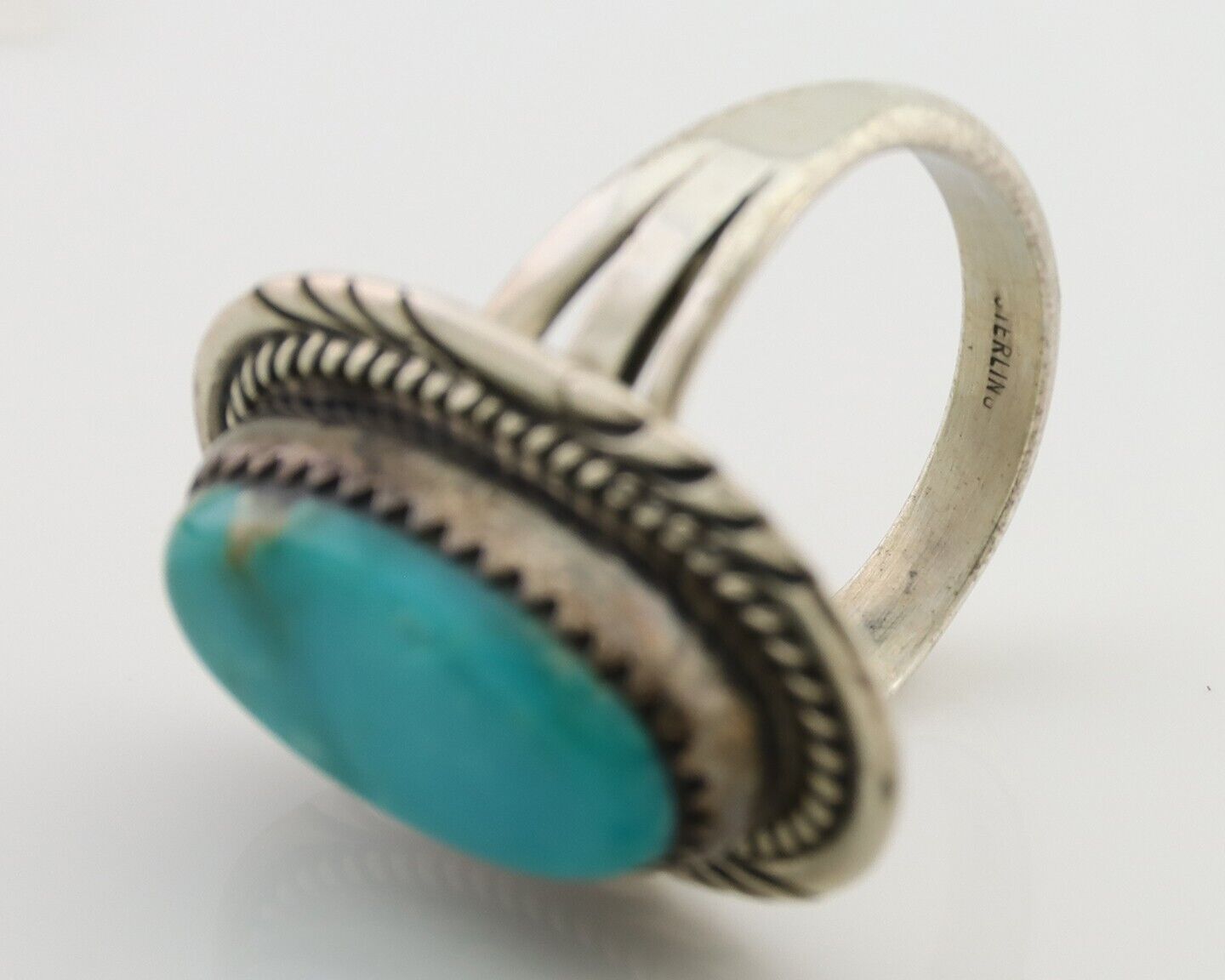 Navajo Ring 925 Silver Natural Turquoise Native American Artist C.80's