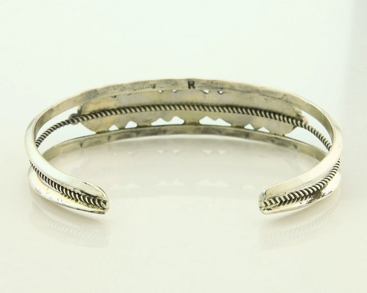 Navajo Cuff Bracelet 925 Sterling Silver Turquoise Handmade Vintage Signed R