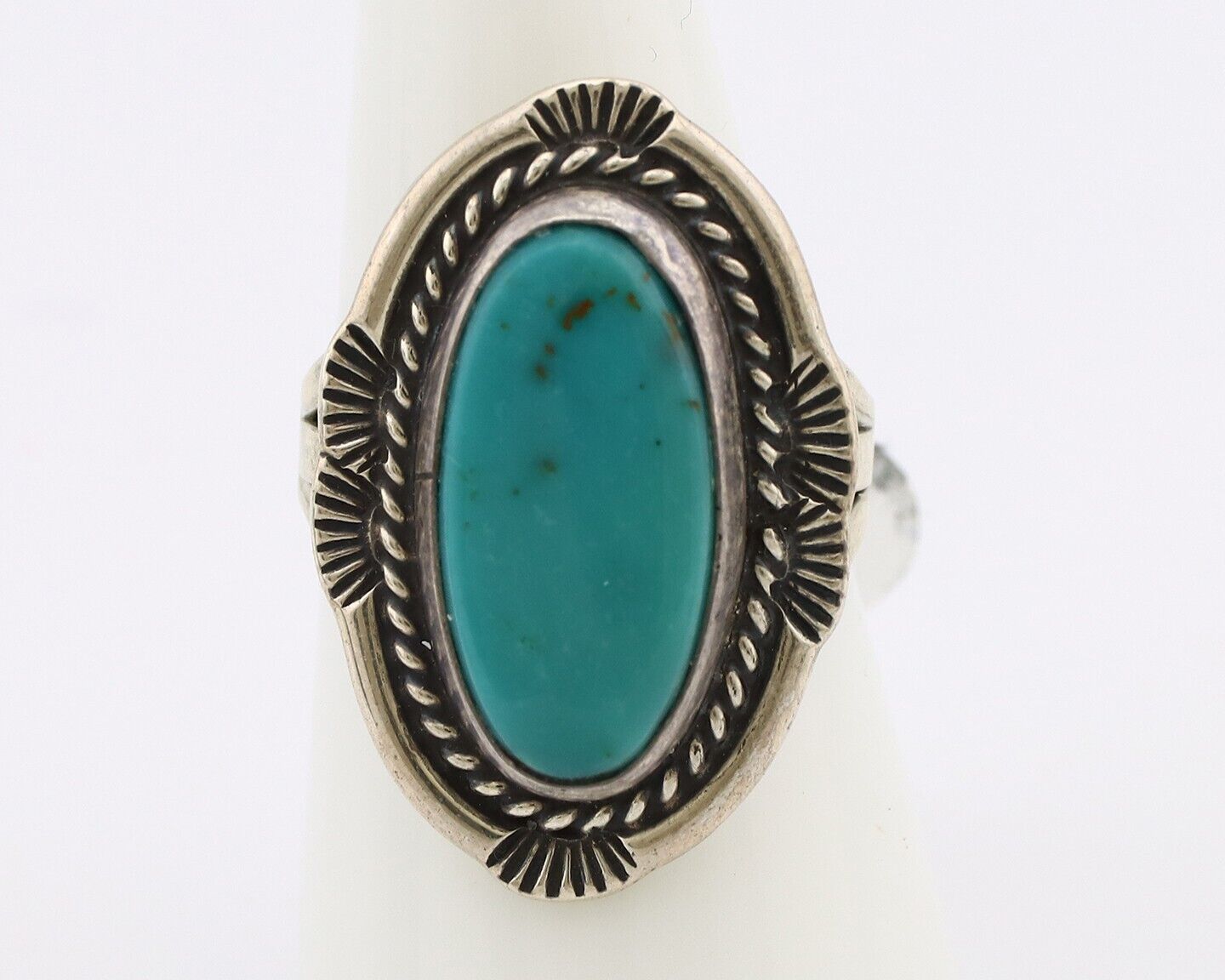 Navajo Ring 925 Silver Natural Turquoise Native Artist Signed M Begay C.80's