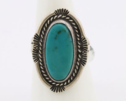 Navajo Ring 925 Silver Natural Turquoise Native Artist Signed M Begay C.80's
