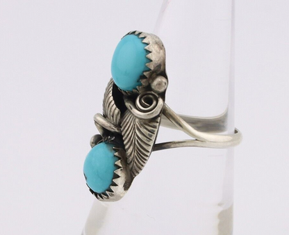 Navajo Ring 925 Silver Natural Blue Turquoise Native American Artist C.80's