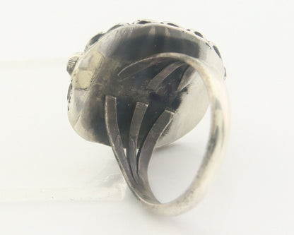 Navajo Ring 925 Sterling Natural Turquoise Native Artist C.80's Size 5.75