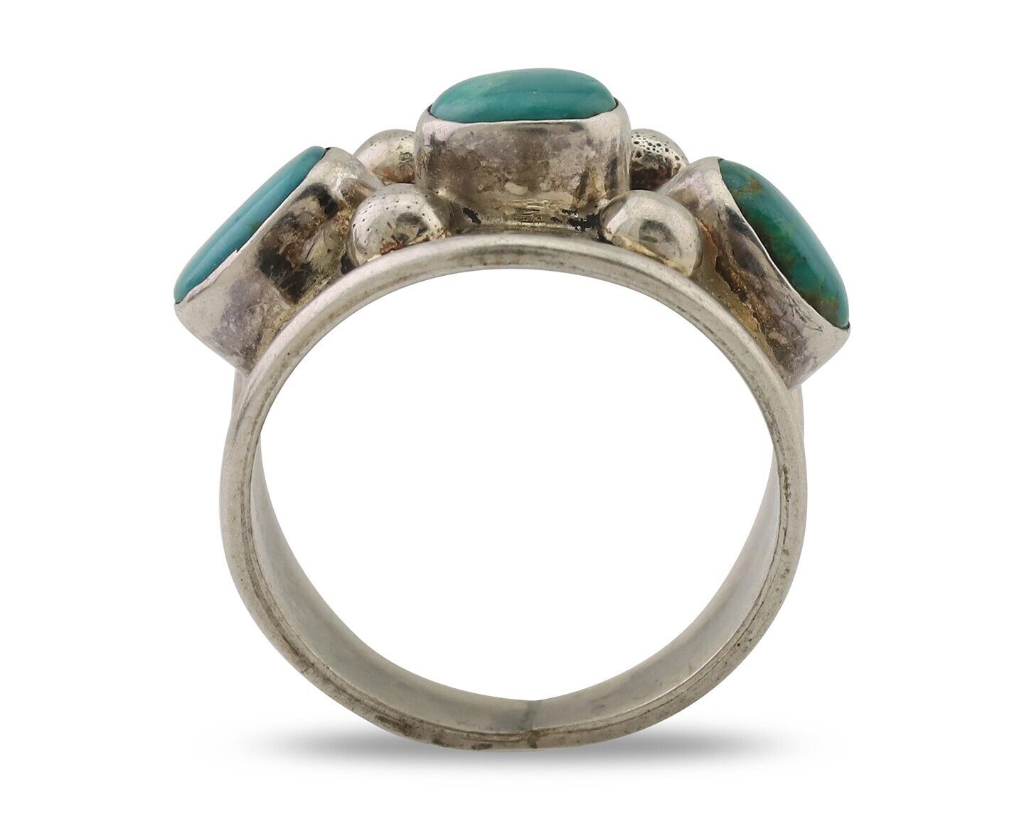 Navajo Ring 925 Silver Natural Blue Turquoise Native American Artist C.80's