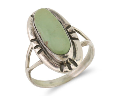 Navajo Handmade Ring 925 Silver Green Turquoise Artist Signed Kachina C.80's
