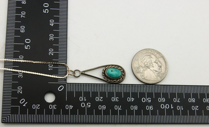 Navajo Necklace 925 Silver Natural Turquoise Artist Native American C.80's