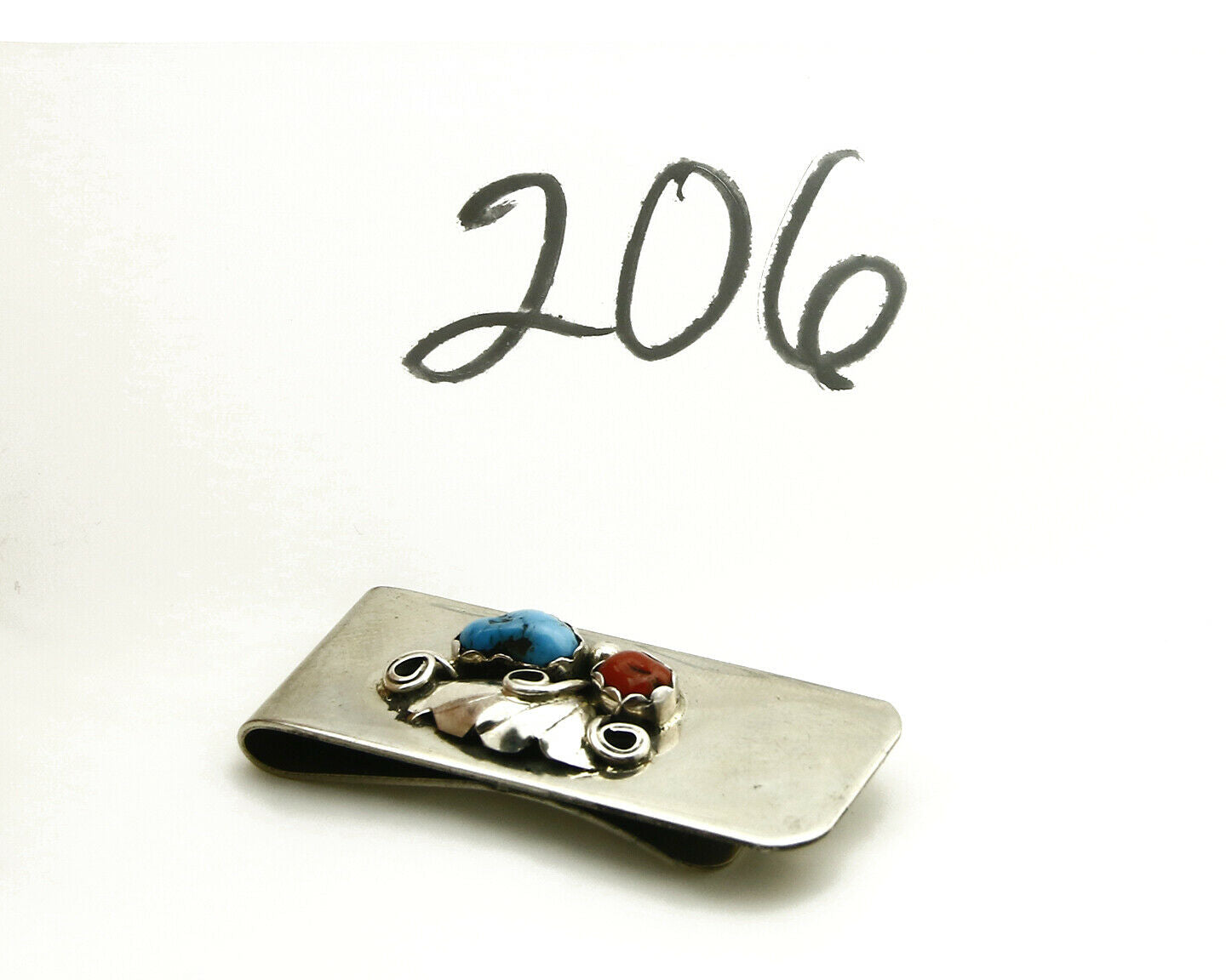 Navajo Money Clip .925 Silver & Nickle Sleeping Beauty Turquoise Artist Native