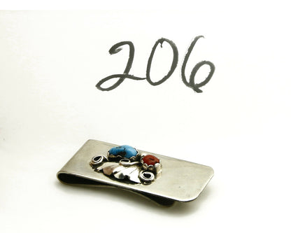 Navajo Money Clip .925 Silver & Nickle Sleeping Beauty Turquoise Artist Native