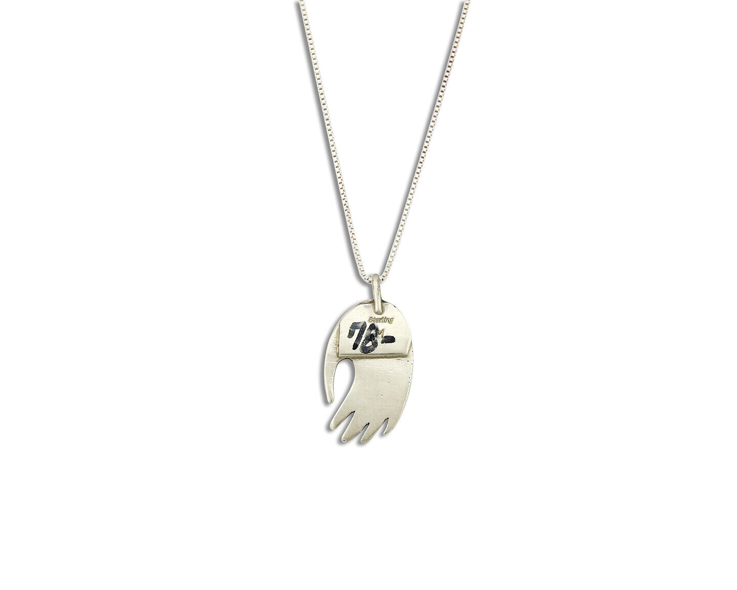 Navajo Bear Claw Pendant .925 Silver Gemstone Signed Arnold Maloney