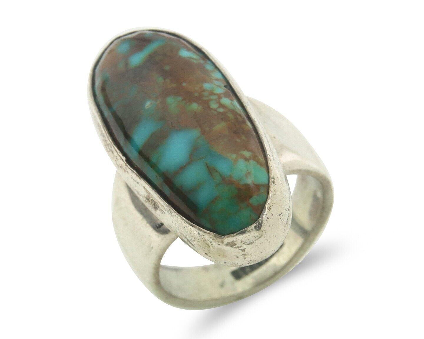 Navajo Ring 925 Sterling Turquoise Handmade Signed M Montoya C.80's Size 6.75