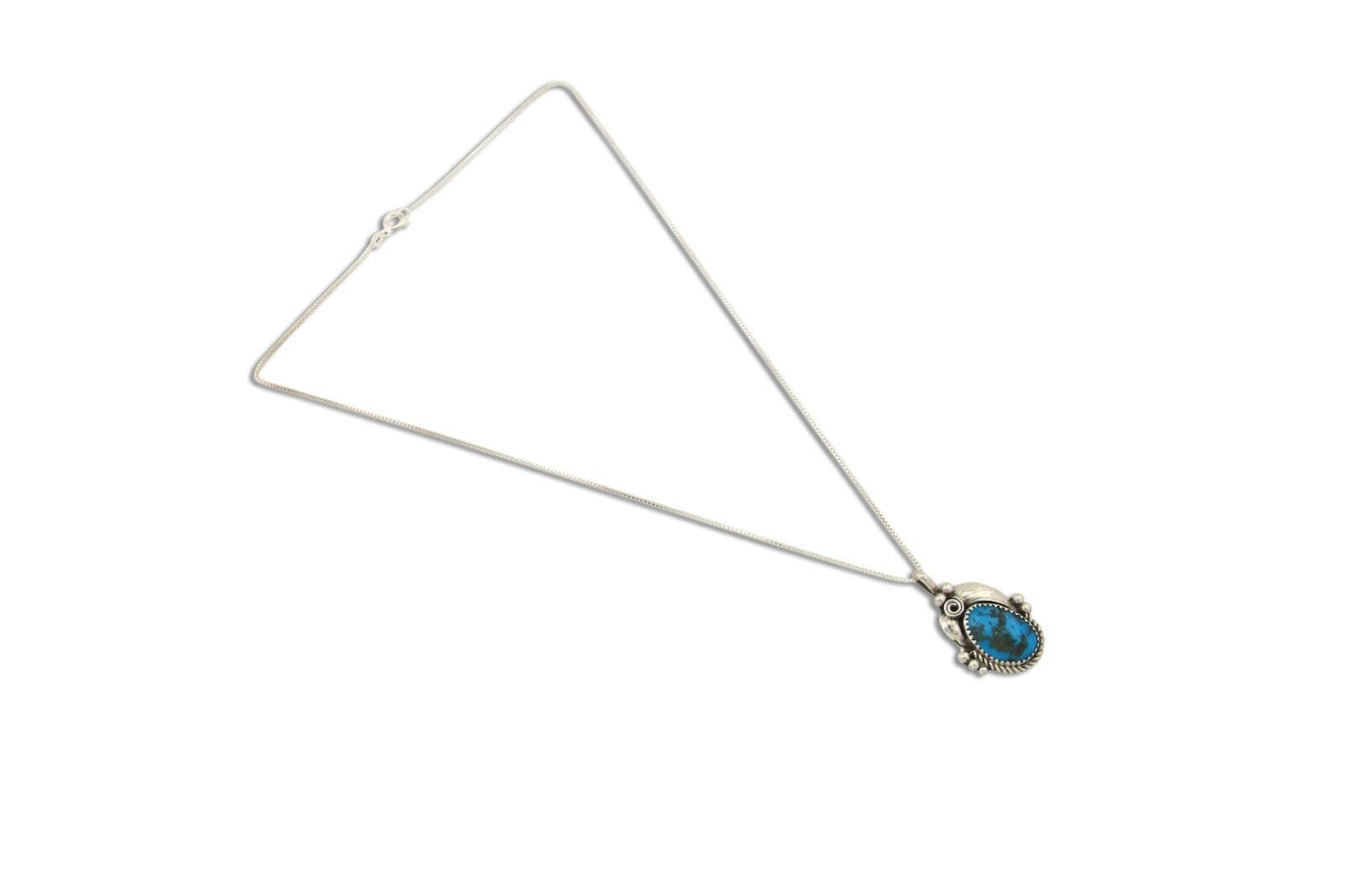 Navajo Necklace 925 Silver Natural Turquoise Artist Signed C.80's