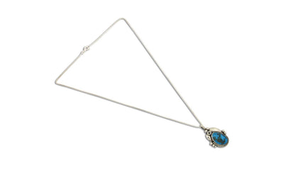 Navajo Necklace 925 Silver Natural Turquoise Artist Signed C.80's
