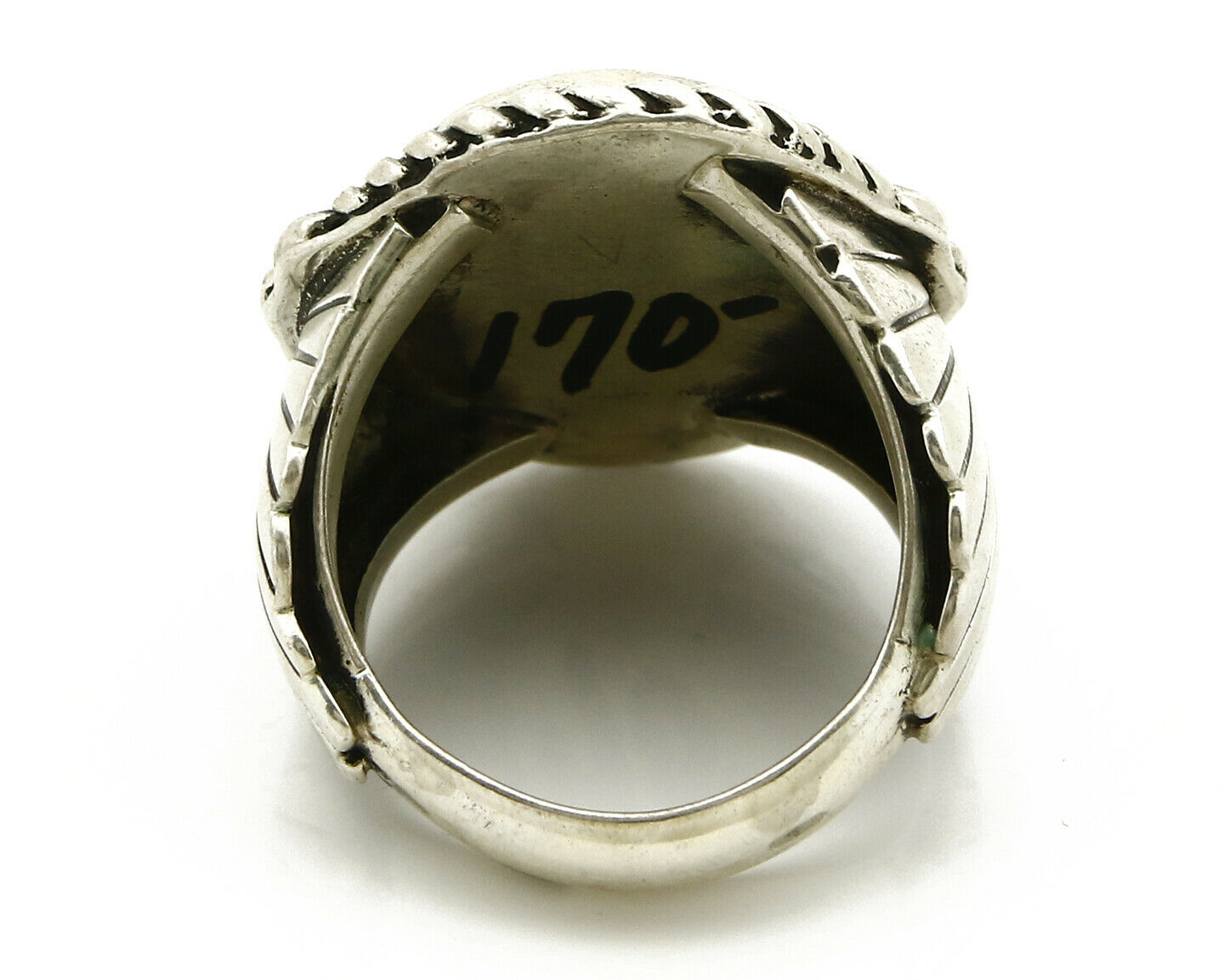 Navajo Ring .925 SOLID Silver China Mountain Turquoise Signed Doug Zachary C.80