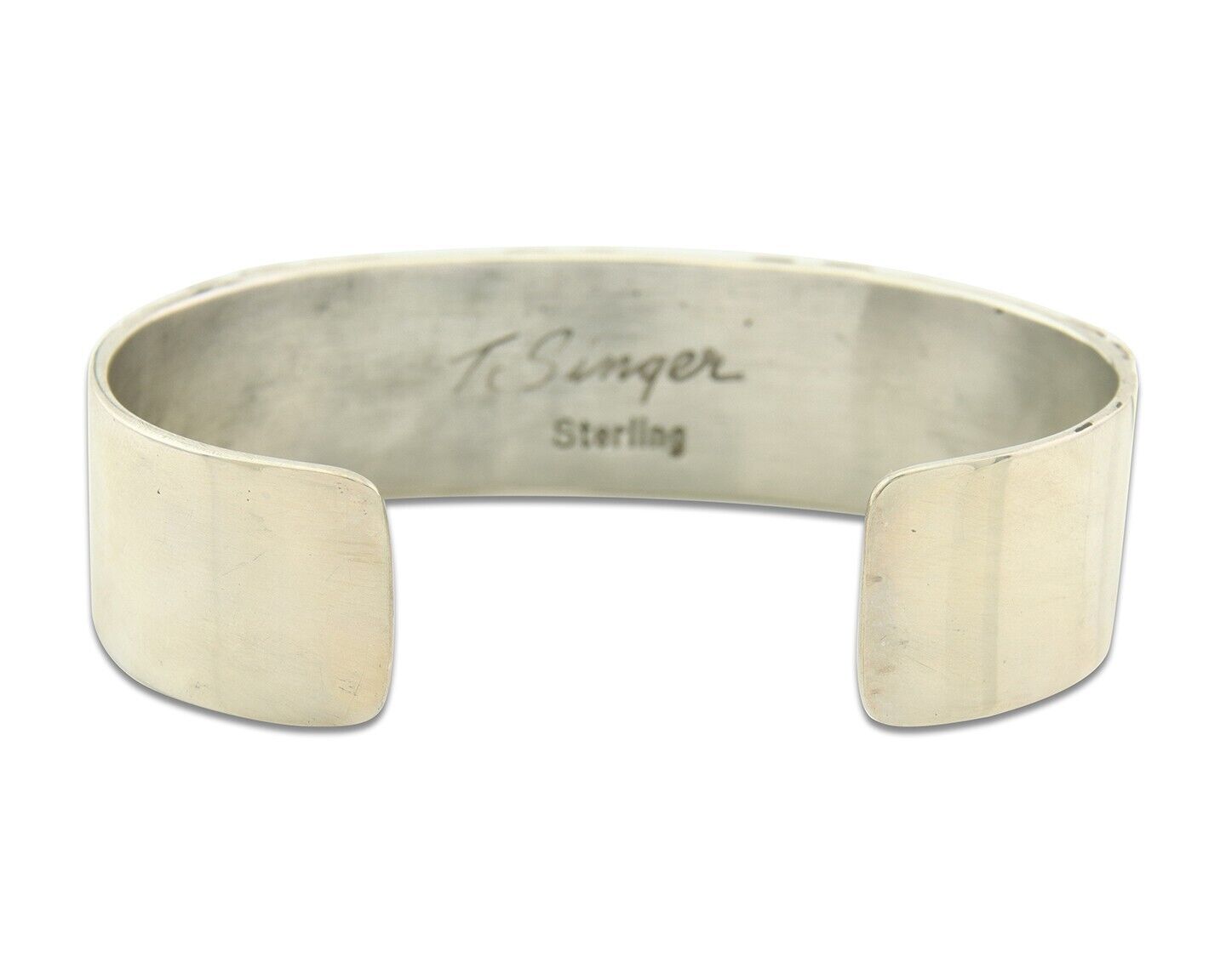 Navajo Bracelet Gold & 925 Silver Handmade 16 mm Wide Signed Thomas Singer C80s