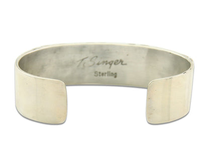 Navajo Bracelet Gold & 925 Silver Handmade 16 mm Wide Signed Thomas Singer C80s