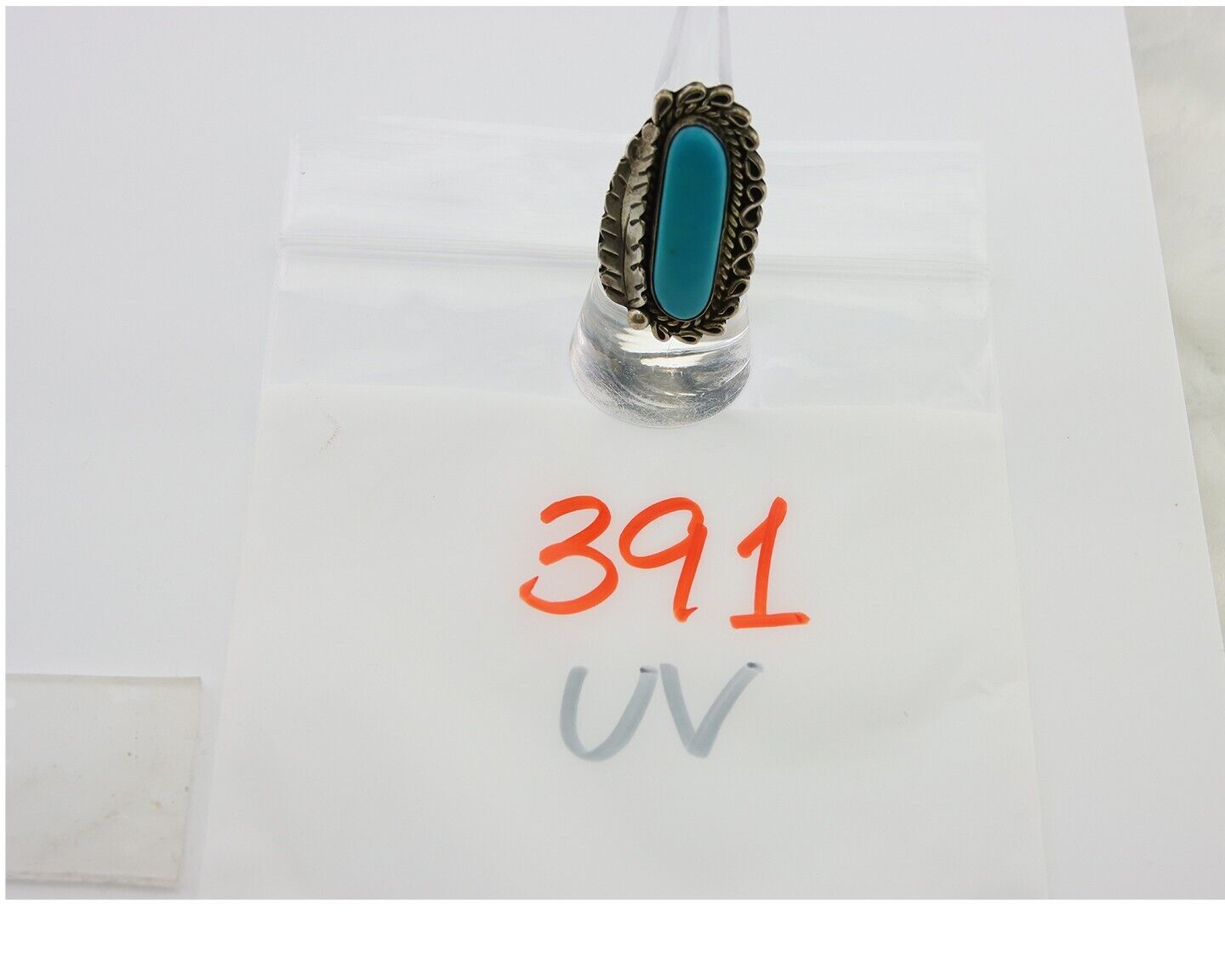 Navajo Ring 925 Sterling Blue Turquoise Native American Artist C.80's