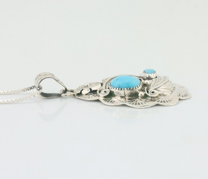 Navajo Necklace 925 Silver Turquoise Native Artist Signed Wilbert Benally C.80s