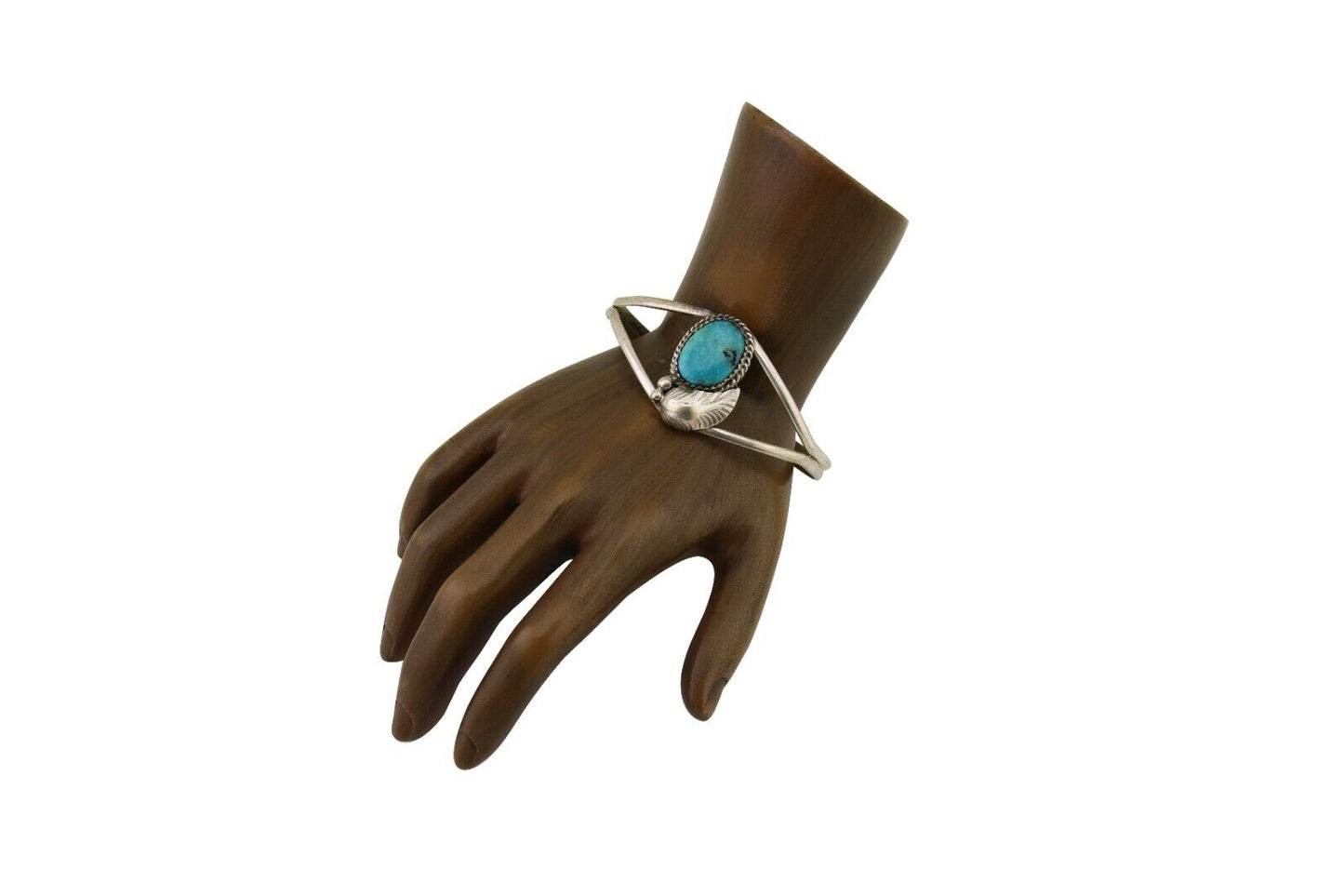 Navajo Hand Stamped Cuff Bracelet Turquoise 925 Silver Native American Artist