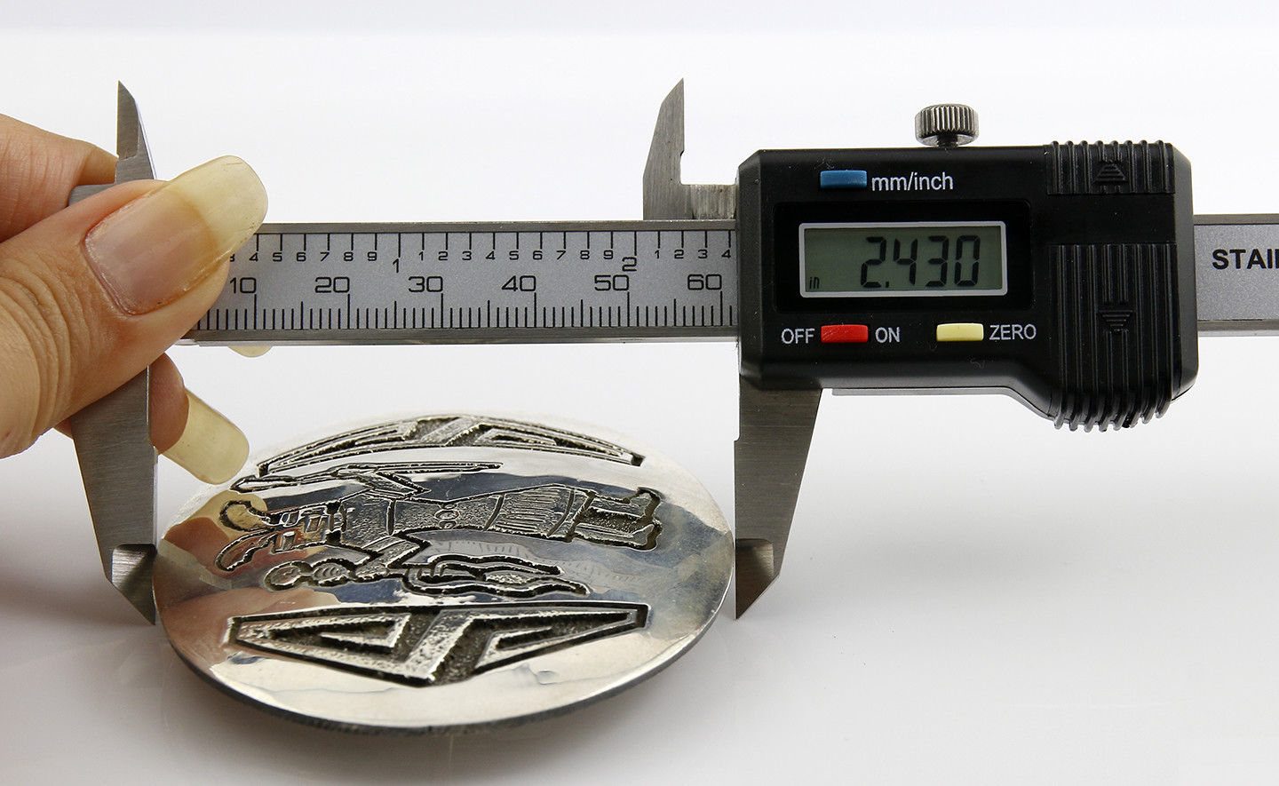 VTG Navajo Signed Bernice Bonney Rain Dancer .925 Silver Belt Buckle