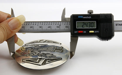 VTG Navajo Signed Bernice Bonney Rain Dancer .925 Silver Belt Buckle