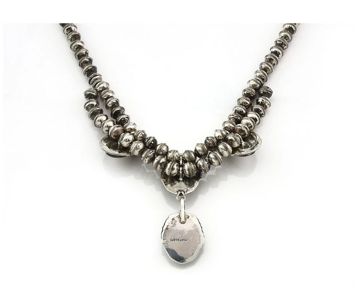 Navajo Squash Necklace Sterling White Shell Vintage Handmade Signed Manygoats