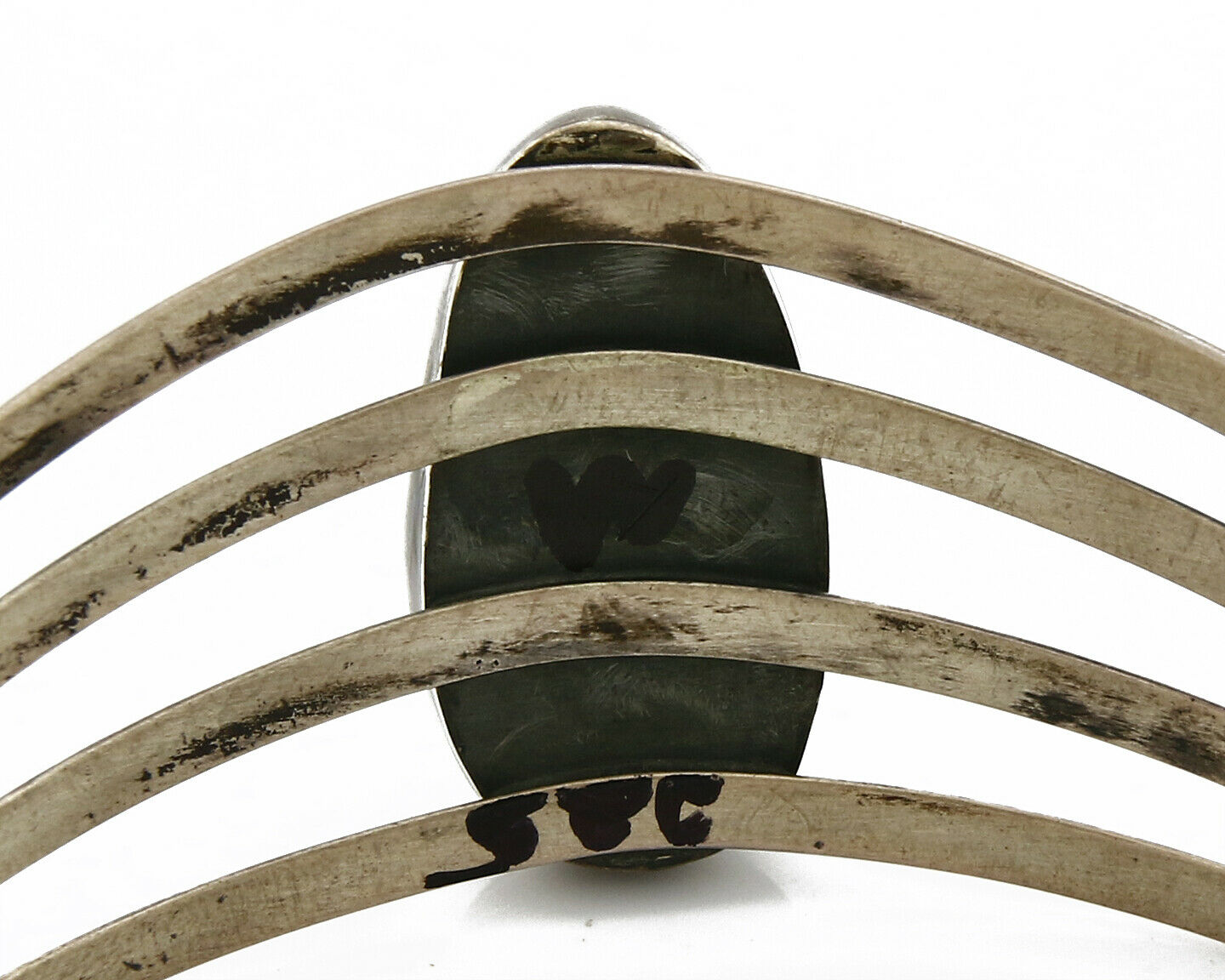 Navajo Handmade 4 Row .925 Silver Natural Turquoise Cuff Bracelet