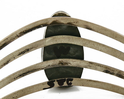 Navajo Handmade 4 Row .925 Silver Natural Turquoise Cuff Bracelet