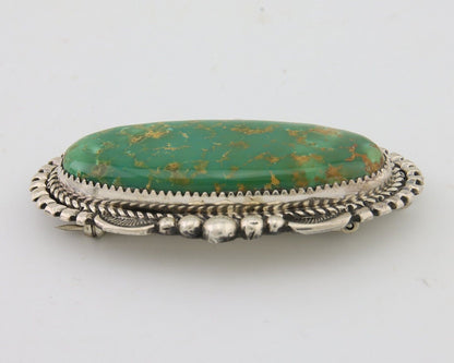 Navajo Pin Pendant 925 Silver Natural Blue Turquoise Artist Signed B C.80's