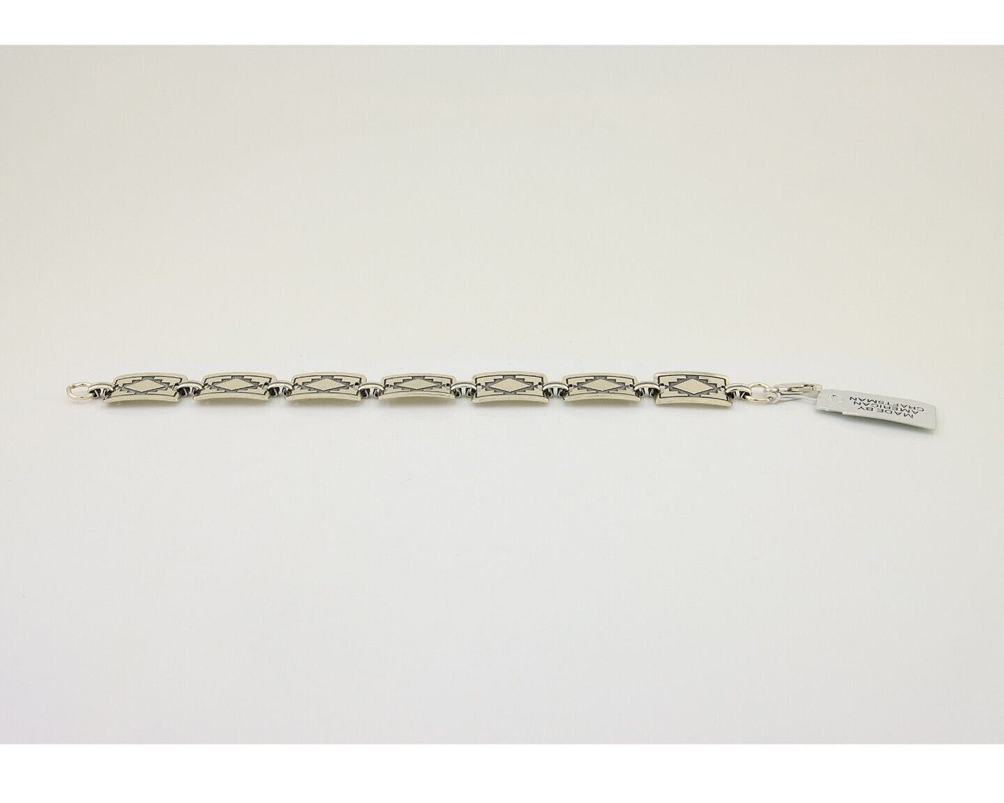 Navajo Hamdmade Link Bracelet 925 Silver Native American Artist C.80's