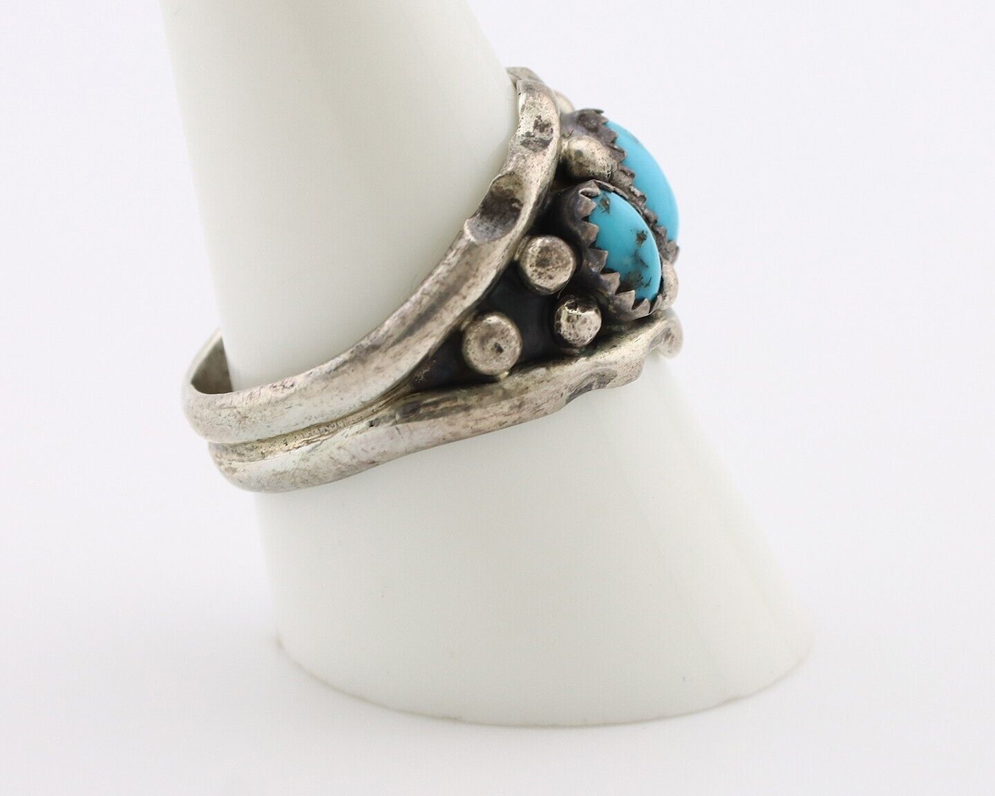 Navajo Ring 925 Silver Blue Artist Signed SkyStone Creations C.80's