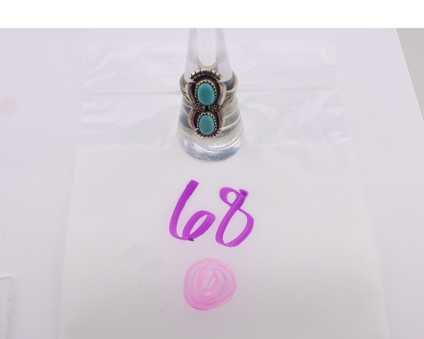 Navajo Ring 925 Silver Natural Blue Turquoise Native American Artist C.80's