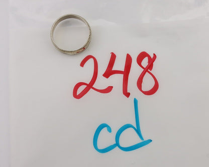 Navajo Hand Stamped Band 925 Silver 6.0 mm Native Artist Size 7.5 C.80's