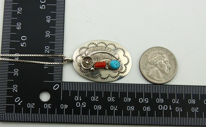 Navajo Necklace 925 Silver Spiderweb Turquoise Native American Artist C.80's