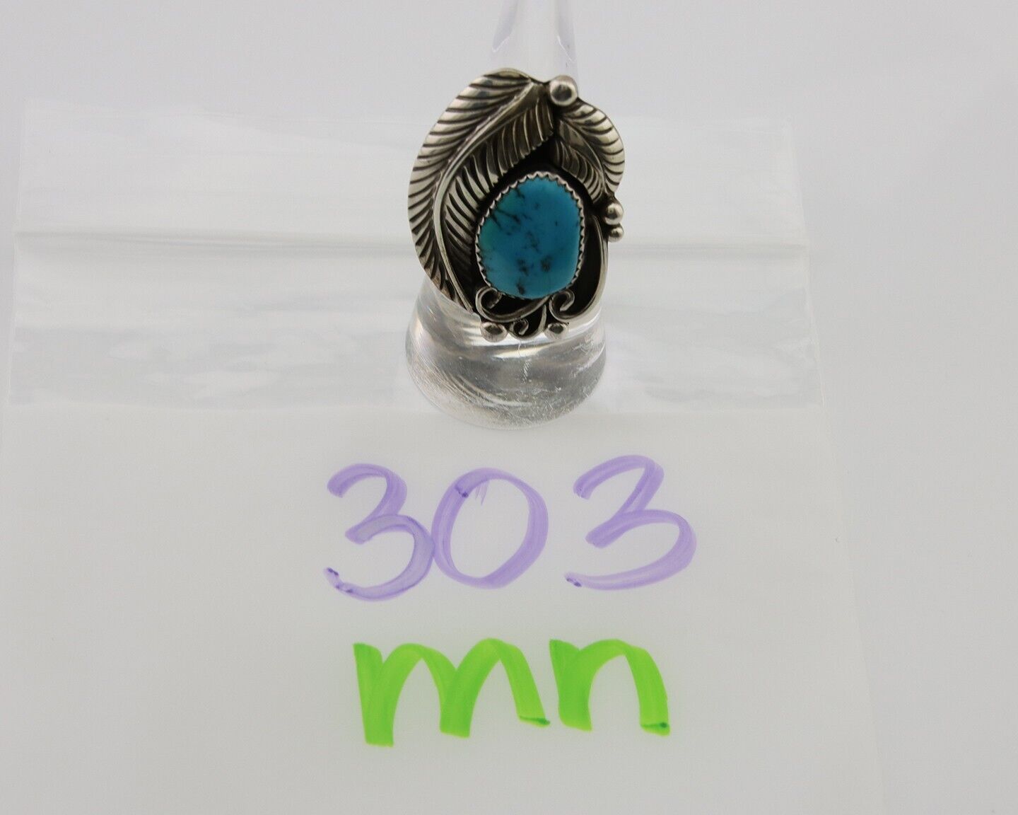 Navajo Ring 925 Silver Blue Turquoise Signed Phillip Morse Jr C.80's