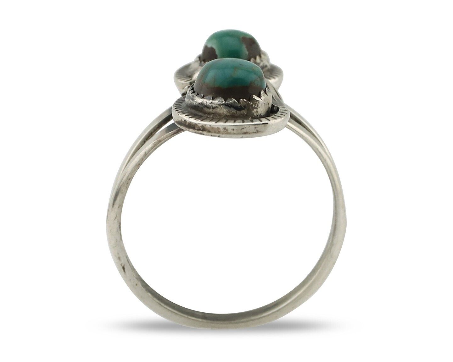 Navajo Ring 925 Silver Natural AAA Blue Turquoise Artist Signed Tom Willeto C80s