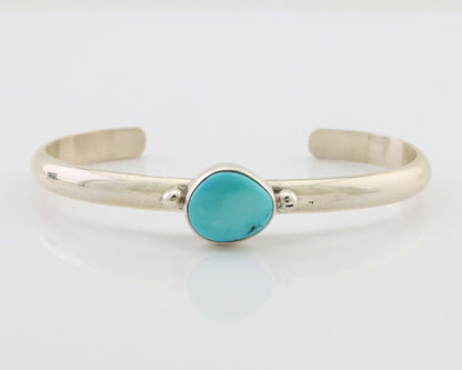Navajo Cuff Bracelet 925 Silver Natural Blue Turquoise Native American C.80's