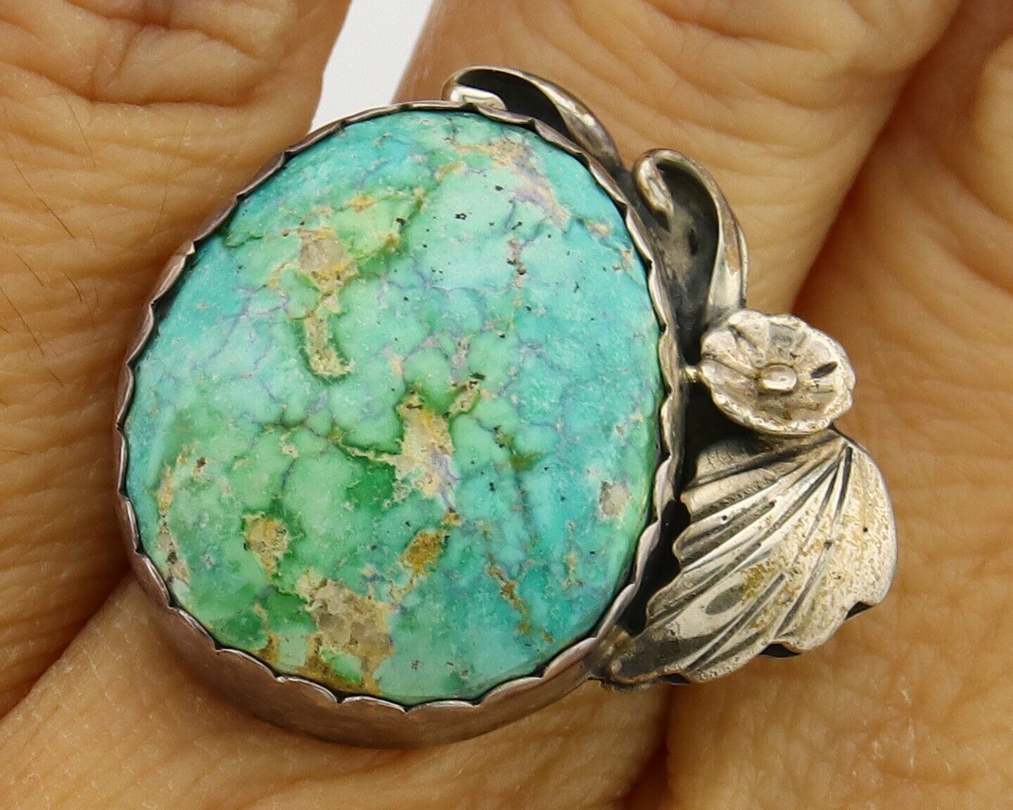 Navajo Ring 925 Sterling Royston Turquoise Native American Artist C.80's