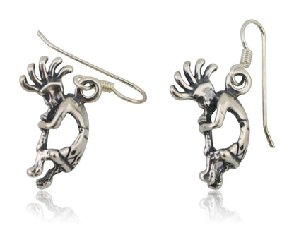Navajo Kokopelli Dangle Earrings 925 Silver Native American Artist C.80's