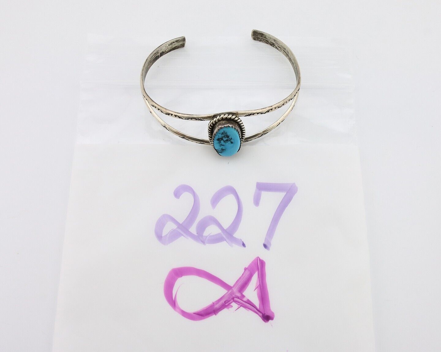 Navajo Bracelet 925 Silver Sleeping Beauty Turquoise Native American C.80's