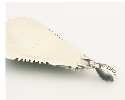 Navajo Sterling Silver Pendant Malachite Vintage Handmade Signed George Begay