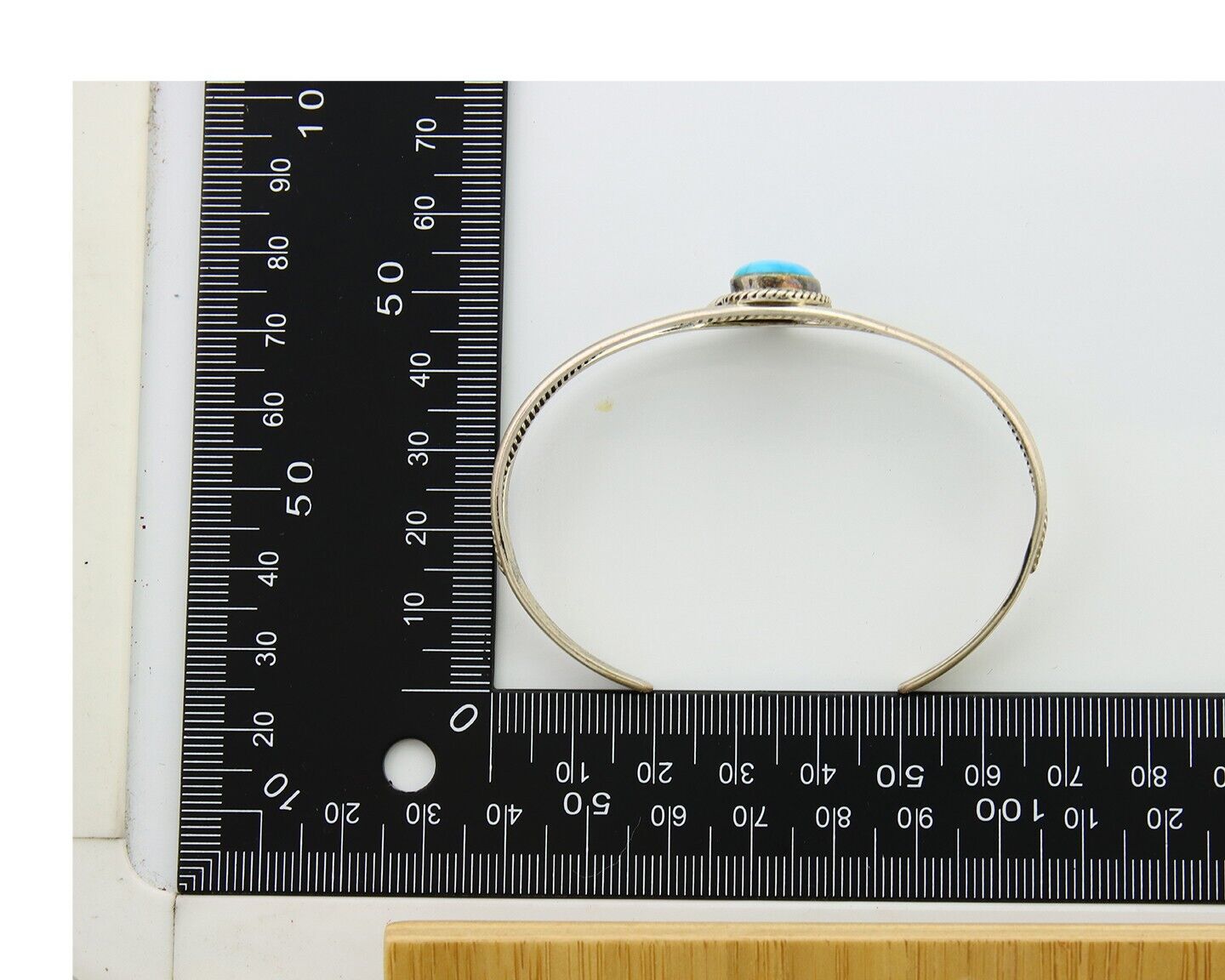 Navajo Cuff Bracelet 925 Silver Turquoise Native American Artist Handmade C.80's