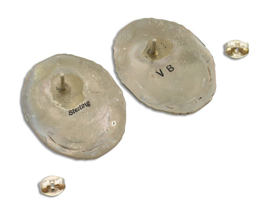 Navajo Hand Stamped Earrings 925 Silver Natural Turquoise Signed Virgil Begay