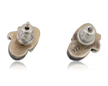 Navajo Handmade Earrings 925 Silver Natural Turquoise Native Artist C.80's