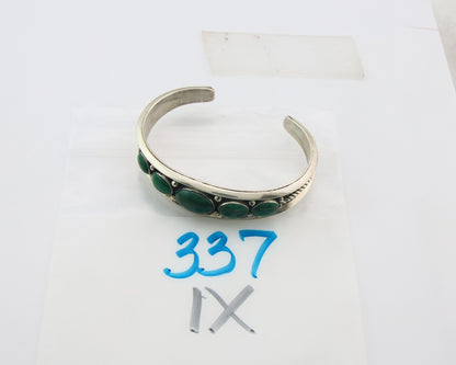 Navajo Cuff Bracelet Sterling Silver Natural Malachite Vintage Signed R Long Sr