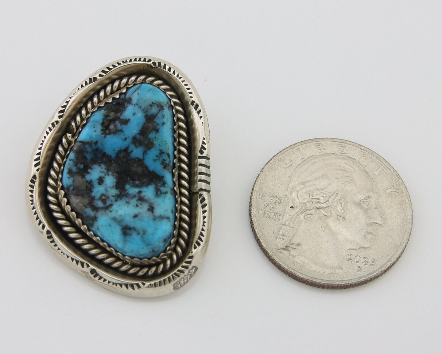Navajo Pin Pendant 925 Silver Sea Foam Turquoise Artist Signed Hyson Craig C.80s