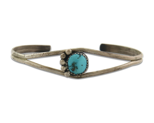 Vintage Navajo Bracelet 925 Silver Blue Turquoise Handmade Signed P