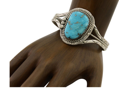 Navajo Morenci Turquoise Bracelet 925 Silver Artist Native American C.80's