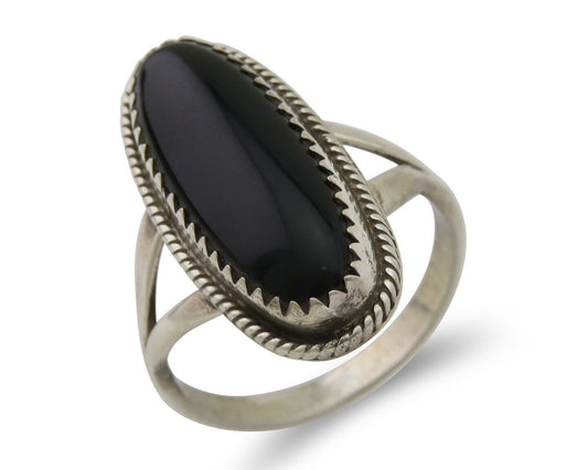 Navajo Handmade Ring 925 Silver Black Onyx Native American Artist C.80's