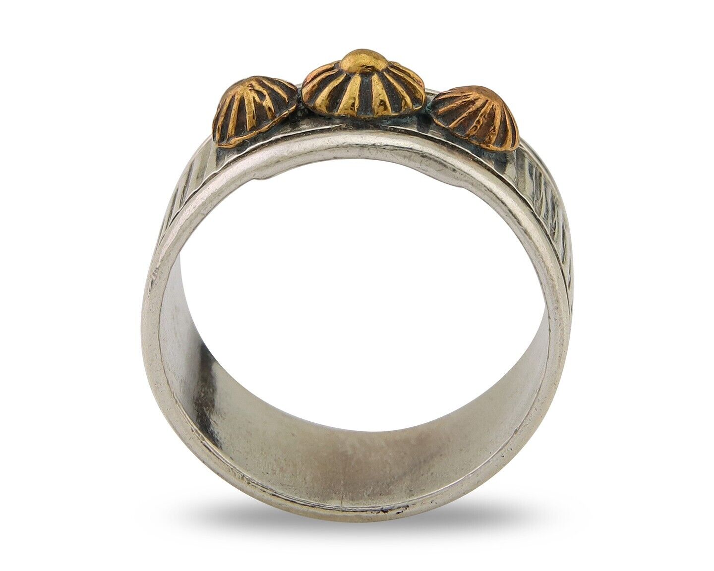 Navajo Handmade Ring 925 Silver & Gold Signed Kee Nataani C.80's